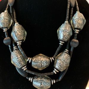 Chico black and silver wood statement necklace
